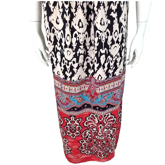 Anthropologie Vanessa Virginia Silk Maxi Dress Womens 2 Red Black Eclectic Artsy - Picture 4 of 12